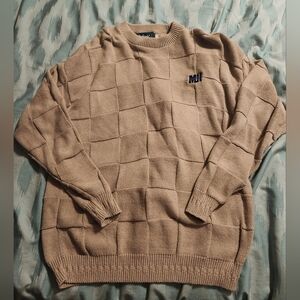 Dunbrooke Men's XL Cream Navy 80s/90s VTG Crewneck‎ Knit Sweater Made In USA